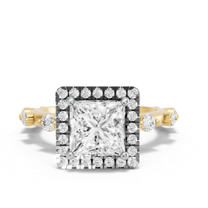 Image for Princess Pave Halo Ring with Floating Station band