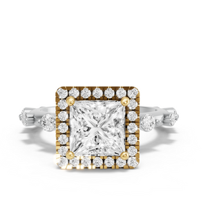 Image for Princess Pave Halo Ring with Floating Station band