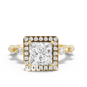 Image for Princess Pave Halo Ring with Floating Station band