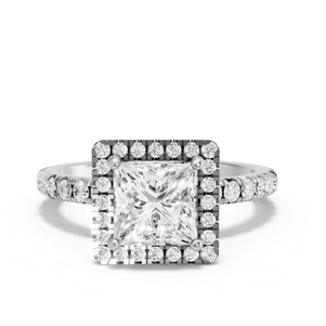 Image for Princess Pave Halo Ring with French Pave band