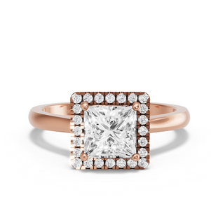 Image for Princess Pave Halo Ring with Knife Edge Cathedral band