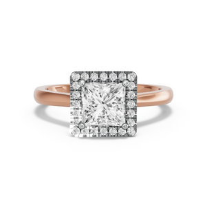 Image for Princess Pave Halo Ring with Knife Edge Cathedral band