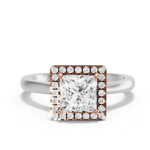 Image for Princess Pave Halo Ring with Knife Edge Cathedral band