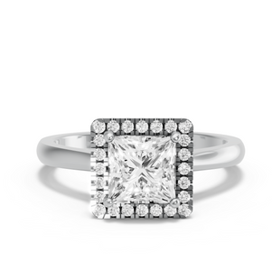 Image for Princess Pave Halo Ring with Knife Edge Cathedral band