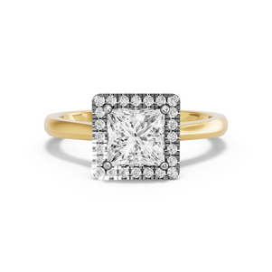 Image for Princess Pave Halo Ring with Knife Edge Cathedral band