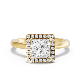 Image for Princess Pave Halo Ring with Knife Edge Cathedral band