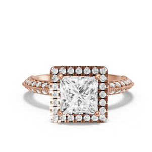 Image for Princess Pave Halo Ring with Knife Edge Pave band