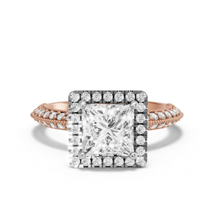 Image for Princess Pave Halo Ring with Knife Edge Pave band