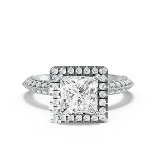 Image for Princess Pave Halo Ring with Knife Edge Pave band