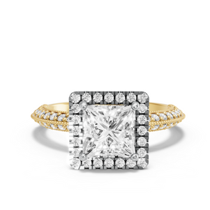 Image for Princess Pave Halo Ring with Knife Edge Pave band