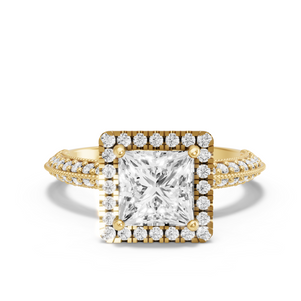 Image for Princess Pave Halo Ring with Knife Edge Pave band