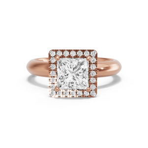 Image for Princess Pave Halo Ring with Knife Edge Solitaire band in 14K Rose Gold