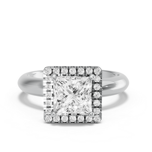 Image for Princess Pave Halo Ring with Knife Edge Solitaire band