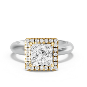 Image for Princess Pave Halo Ring with Knife Edge Solitaire band