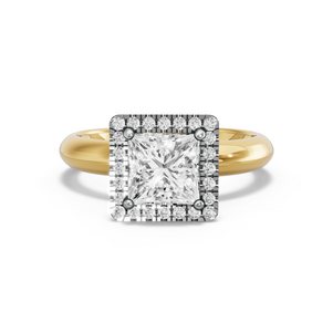 Image for Princess Pave Halo Ring with Knife Edge Solitaire band