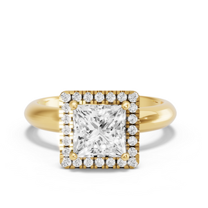 Image for Princess Pave Halo Ring with Knife Edge Solitaire band