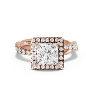 Image for Princess Pave Halo Ring with Rope Pave band