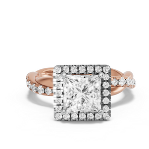 Image for Princess Pave Halo Ring with Rope Pave band