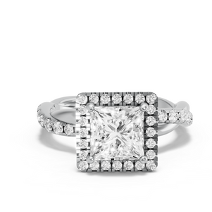 Image for Princess Pave Halo Ring with Rope Pave band