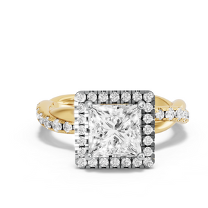 Image for Princess Pave Halo Ring with Rope Pave band