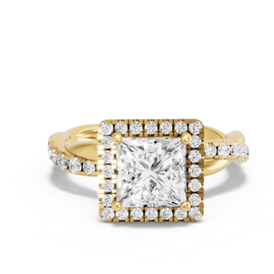 Image for Princess Pave Halo Ring with Rope Pave band