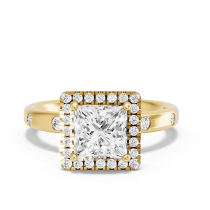 Image for Princess Pave Halo Ring with Sleek Accent band