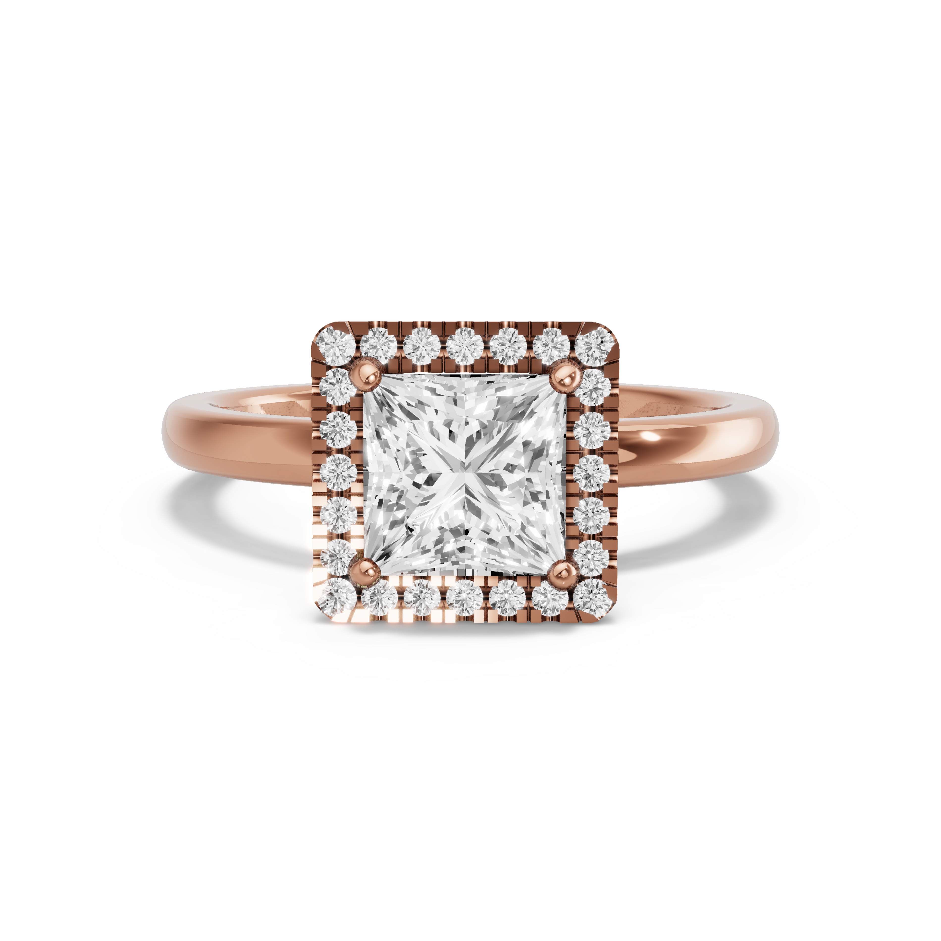 Image for Princess Pave Halo Ring with Solitaire band in 10K Yellow Gold