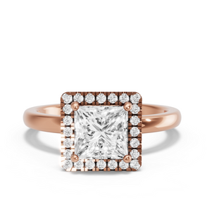 Image for Princess Pave Halo Ring with Solitaire band