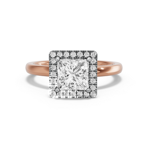 Image for Princess Pave Halo Ring with Solitaire band