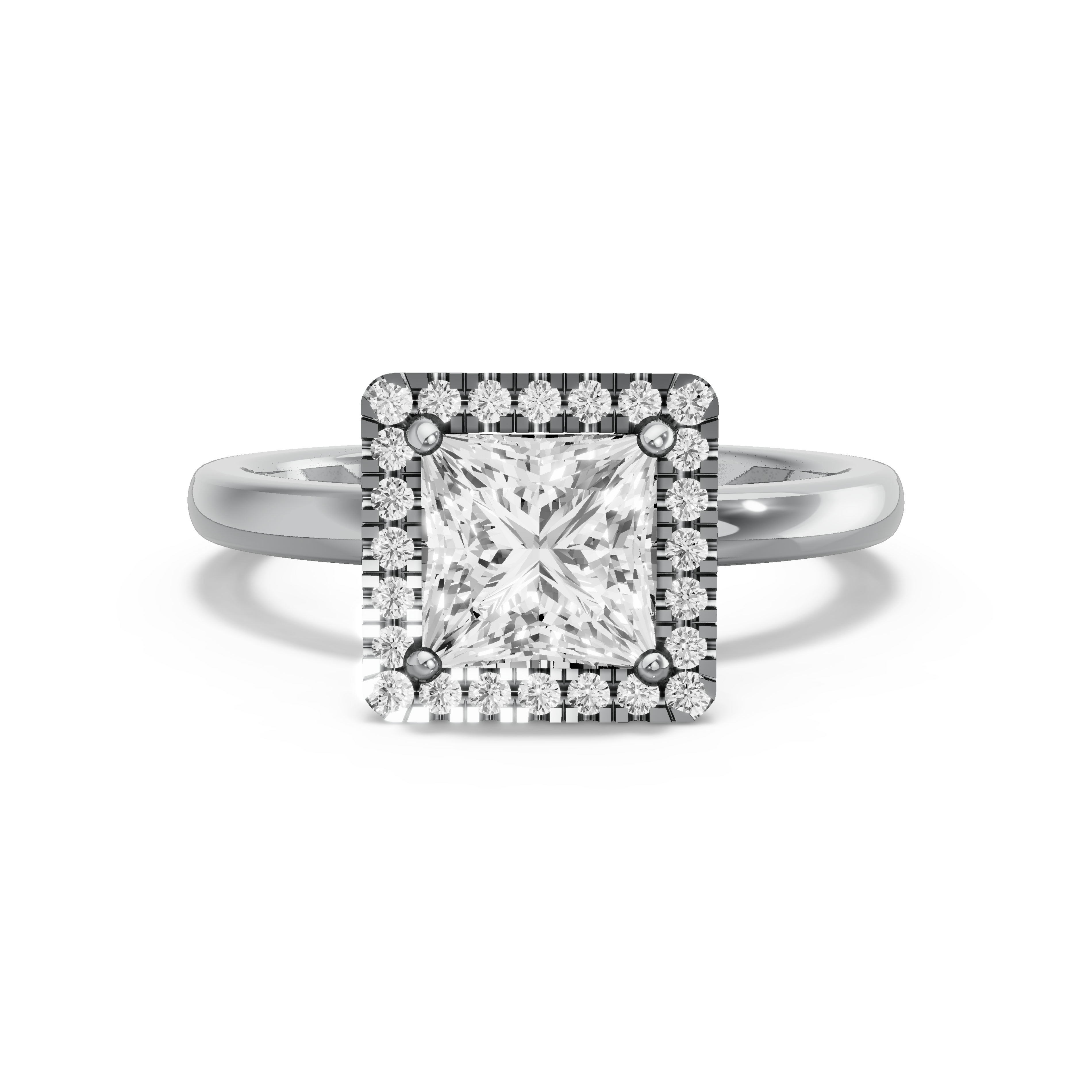 Image for Princess Pave Halo Ring with Solitaire band in 14K Two Tone Rose Gold