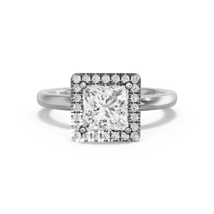 Image for Princess Pave Halo Ring with Solitaire band in 10K Two Tone Rose Gold