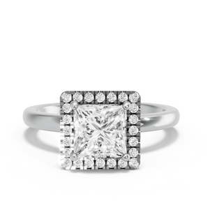 Image for Princess Pave Halo Ring with Solitaire band