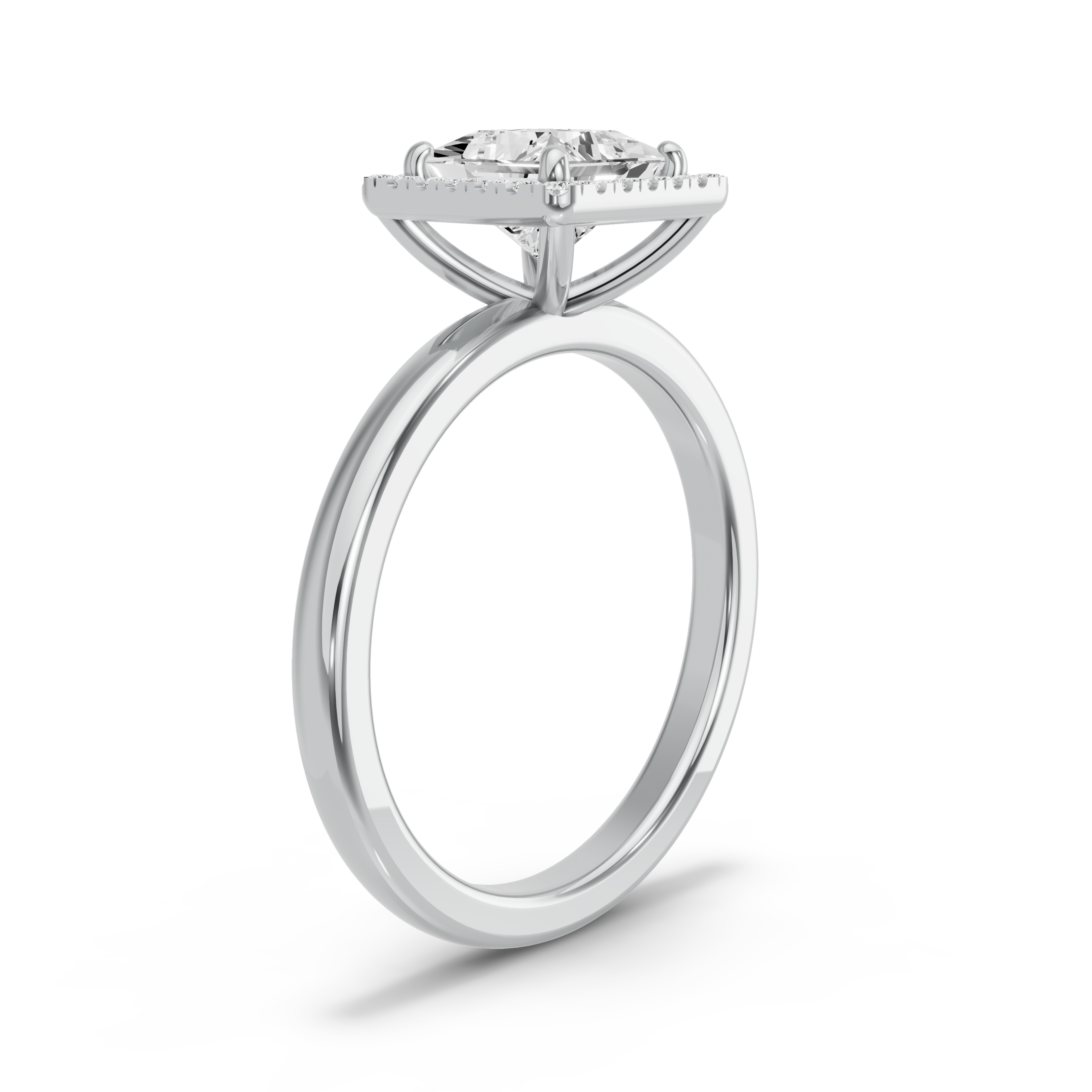 Image for Princess Pave Halo Ring with Solitaire band in 10K Two Tone Rose Gold