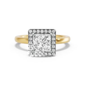 Image for Princess Pave Halo Ring with Solitaire band