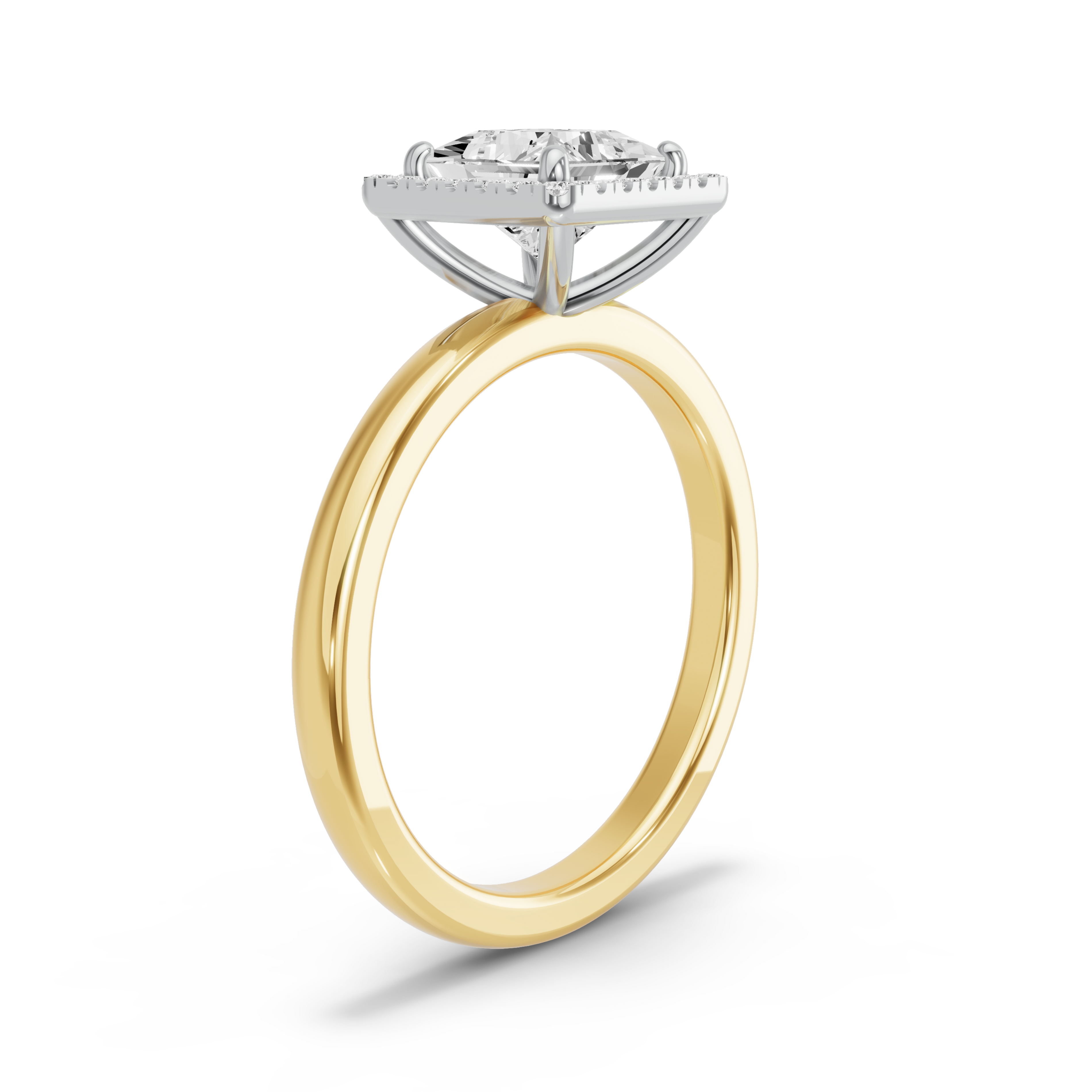 Image for Princess Pave Halo Ring with Solitaire band in 18K Rose Gold