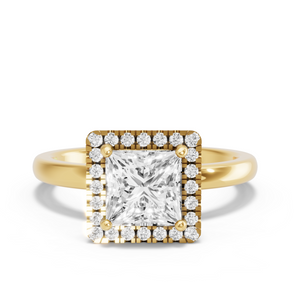Image for Princess Pave Halo Ring with Solitaire band