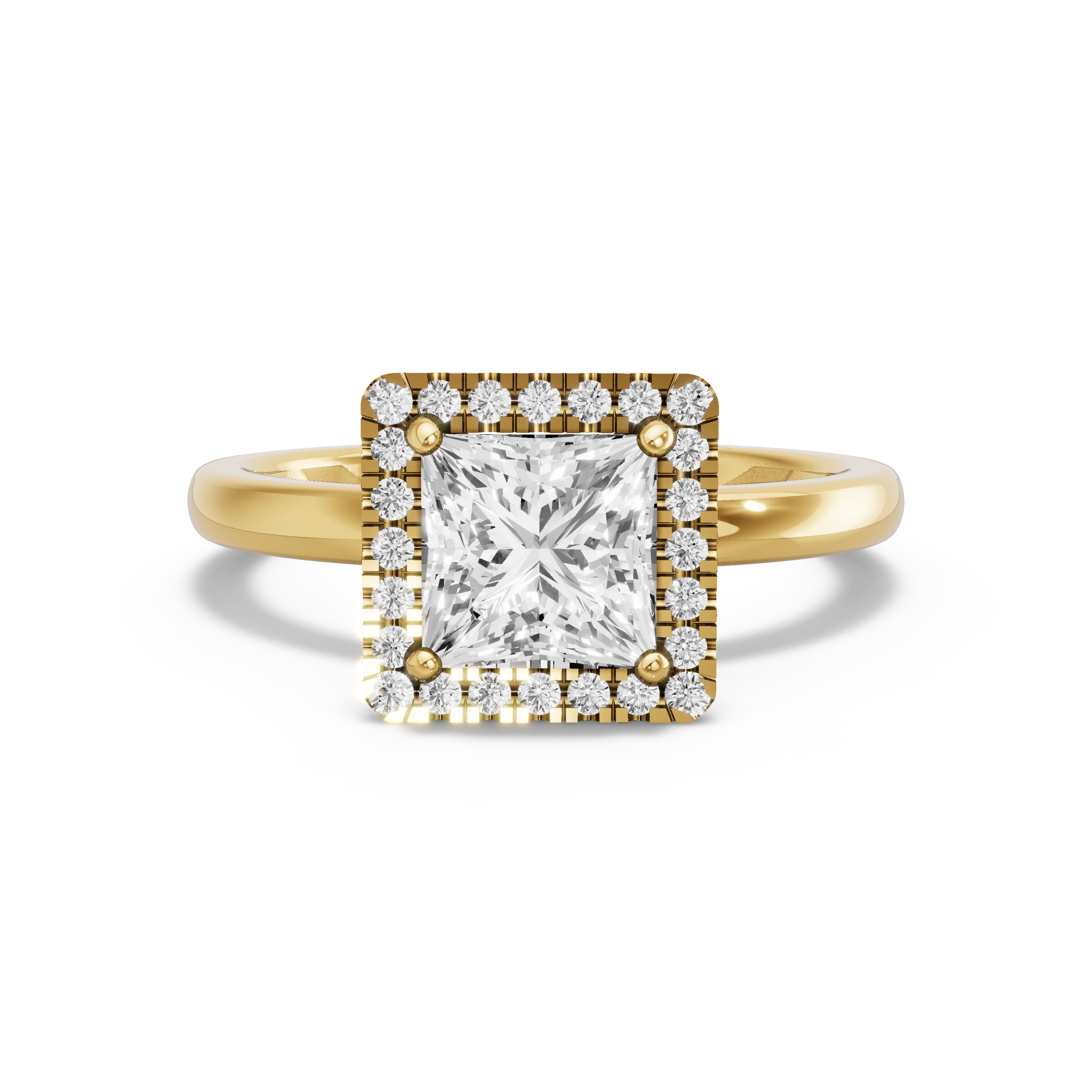 Image for Princess Pave Halo Ring with Solitaire band in 18K White Gold