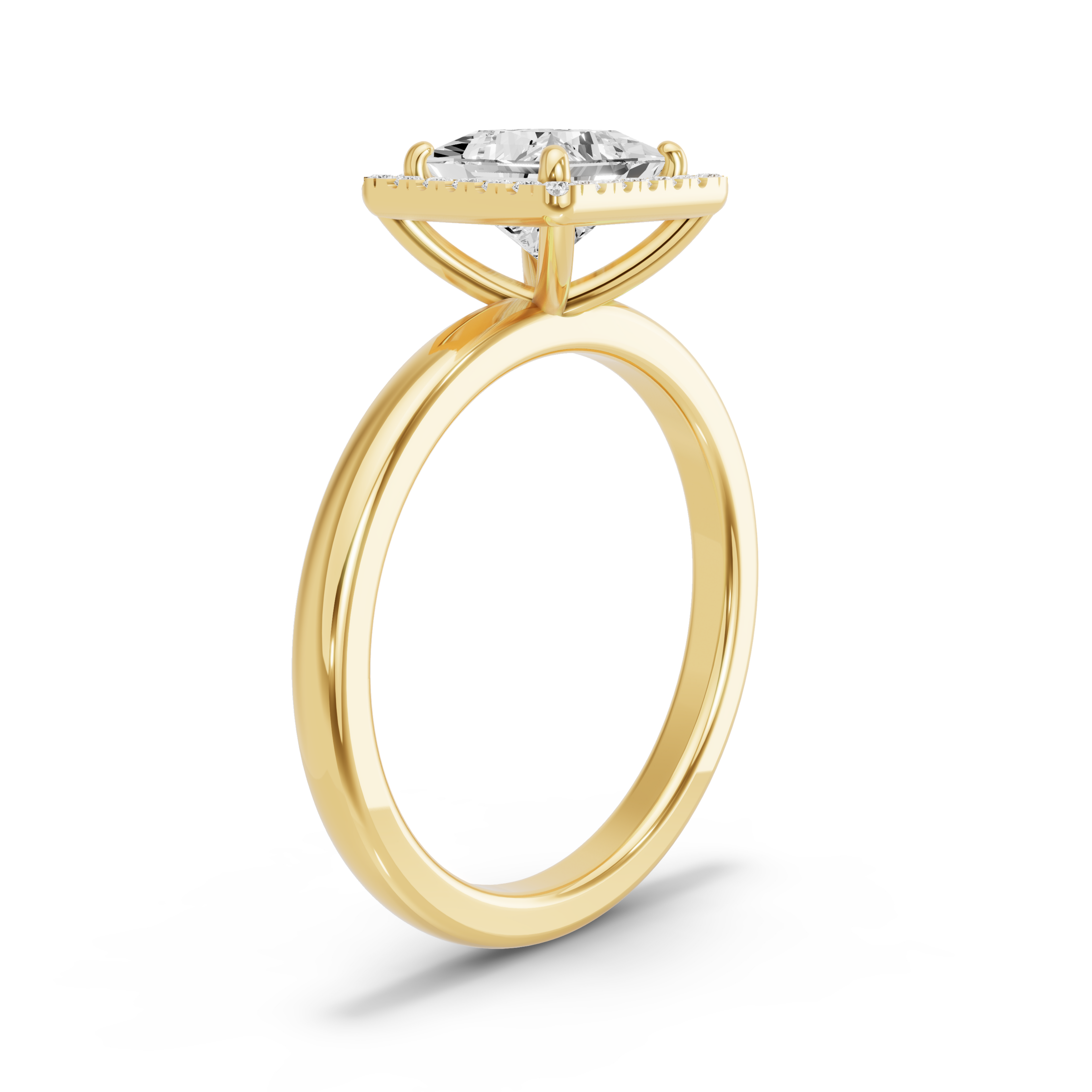 Image for Princess Pave Halo Ring with Solitaire band in 18K White Gold