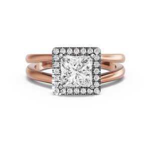 Image for Princess Pave Halo Ring with Split Ring Solitaire band