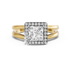 Image for Princess Pave Halo Ring with Split Ring Solitaire band