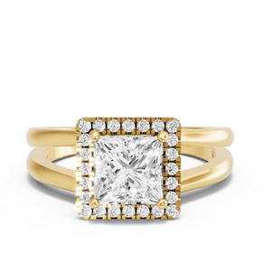 Image for Princess Pave Halo Ring with Split Ring Solitaire band