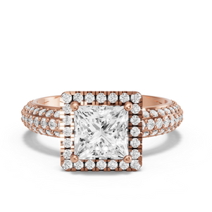 Image for Princess Pave Halo Ring with Triple Row Pave band