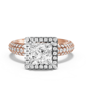 Image for Princess Pave Halo Ring with Triple Row Pave band