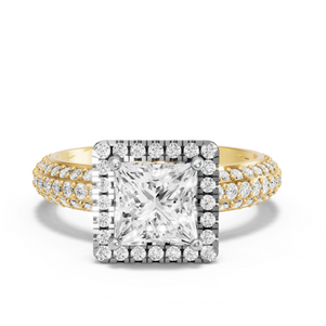 Image for Princess Pave Halo Ring with Triple Row Pave band