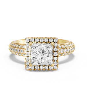 Image for Princess Pave Halo Ring with Triple Row Pave band