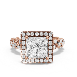 Image for Princess Pave Halo Ring with Twist Pave band