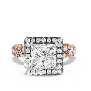 Image for Princess Pave Halo Ring with Twist Pave band