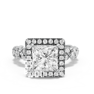 Image for Princess Pave Halo Ring with Twist Pave band