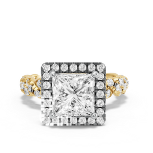 Image for Princess Pave Halo Ring with Twist Pave band