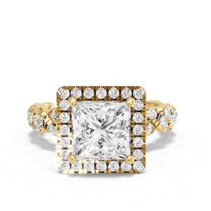 Image for Princess Pave Halo Ring with Twist Pave band